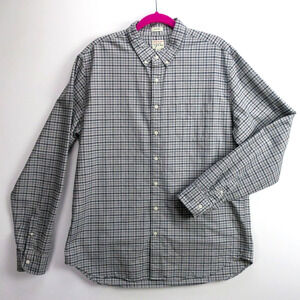 J.Crew Pima Cotton Oxford Shirt Men’s XL Tall Classic Fit Gray Navy Grid Check